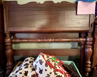 ANTIQUE HEADBOARD, COW BABY BEDDING