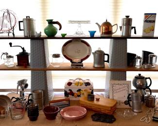 KITCHEN DECOR, VINTAGE COFFEE POTS