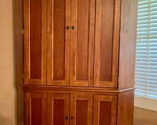 VINTAGE SOLID WOOD CORNER STORAGE CABINET
