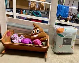 DOLL ROCKER, STUFFED ANIMALS, BEDDING