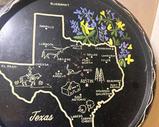 State of Texas Vintage Metal Serving Platter