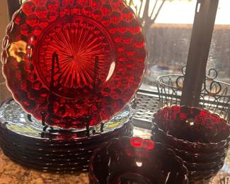 Vintage Anchor Hocking Royal Ruby Red Bubble Glassware