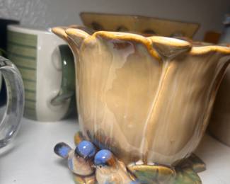 Vintage Majolica Yellow Cabbage Meadowlark Pottery