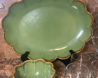 Southern Living at Home Willow House Verde Green Serving Platter and bowl