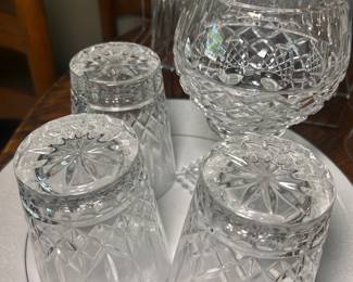 Crystal Double Old Fashion Glasses and wine glasses