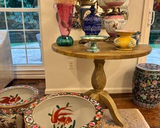 Rose Medallion Large Planters, Majolica, Hurricane Lamps and more