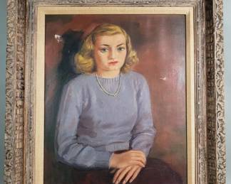 Lot 247  Signed MCMstyle oil on canvas portrait