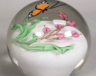 145  Lot 186  Signed Abelman art glass paperweight
