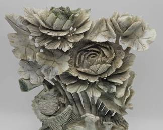 020  Lot 591h  Chinese carved jadeite floral and fish sculpture