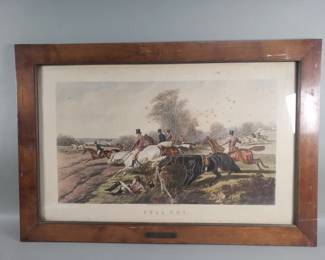 162  Lot 538  Antique hand colored etching Full Cry