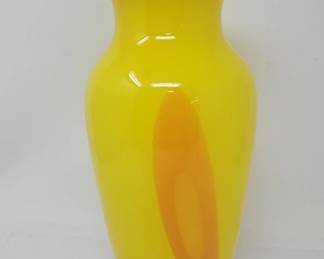 Lot 537  Handblown yellow and orange art glass vase