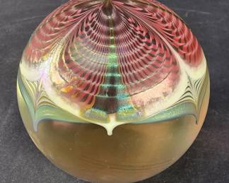 131  Lot 2  Vintage signed Abelman art glass paperweight