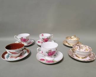 Lot 302  Group of English porcelain cups and saucers