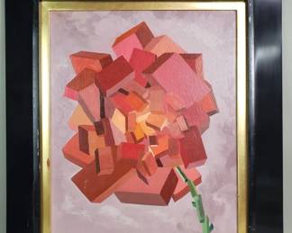 Lot 118  Signed Kearney Cubiststyle oil on panel painting