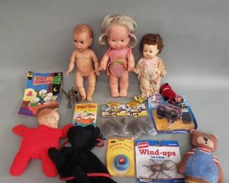 Lot 488  Box of vintage dolls and toys