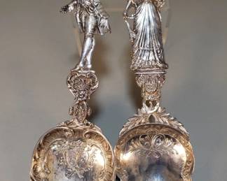 Lot 55  Antique European figural silver serving spoons
