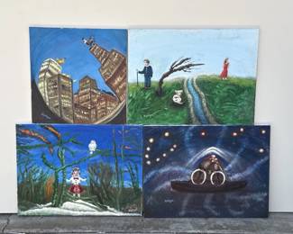 Lot 528h  Lot of 4 Helga Schweininger signed oil painting