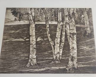 172  Lot 366  Signed Luigi Lucioni The Birch Grove etching