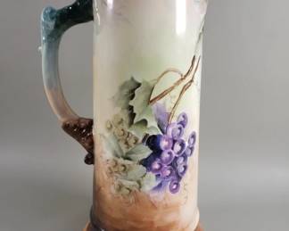 117  Lot 15  Antique Belleek hand painted porcelain pitcher