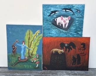 Lot 531h  Lot of 3 Helga Schweininger signed oil painting