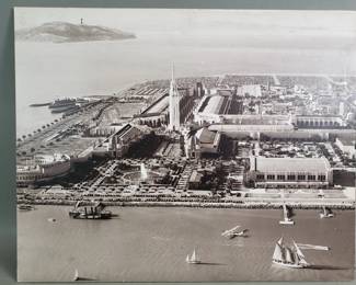 Lot 110  Vintage aerial cityscape photographic print