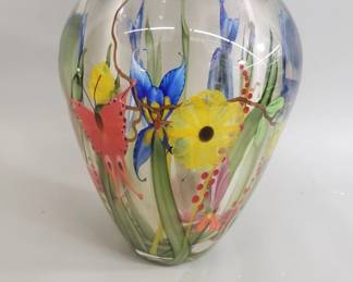 128  Lot 508  Signed studio art glass vase