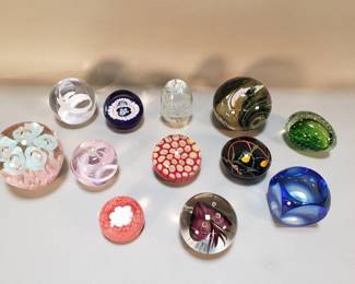 Lot 493  Group of assorted art glass paperweights
