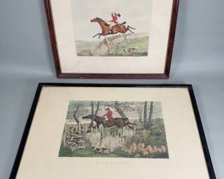 150  Lot 462  Pair of vintage hand colored etching
