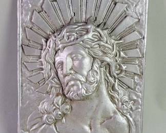Lot 270  Vintage aluminum high relief head of Christ