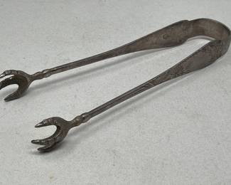 072  Lot 95  Vintage sterling silver bird claw ice tongs
