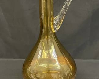 Lot 690h  Vintage handblown amber art glass ewer