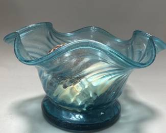 Lot 192  Vintage hand blown glass bowl with seashells