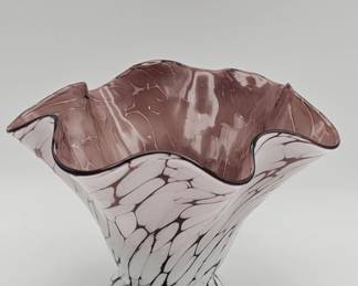 Lot 387h  Vintage hand blown smoky rose and white art g