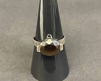 091  Lot 635h  Sterling silver and smoky quartz ring