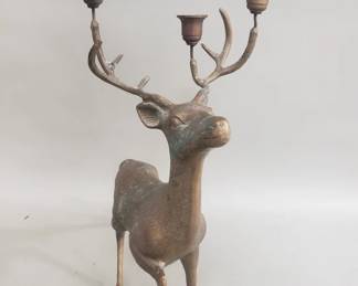 Lot 383  Vintage brass deer candelabra