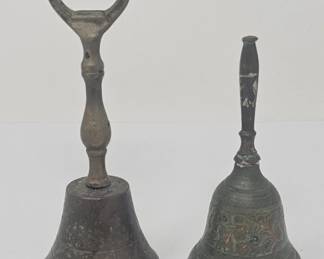 Lot 539  Pair of vintage brass handbells, one with
