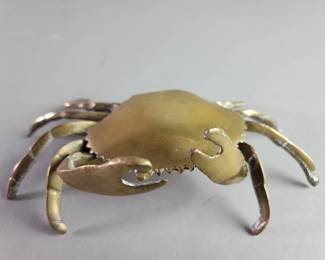 Lot 282  Vintage brass crab trinket box