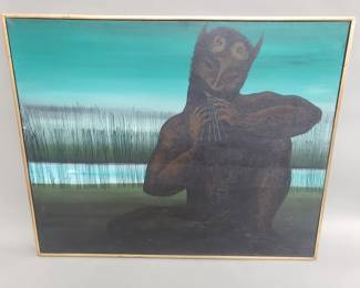 Lot 475  Signed Robert Tyler vintage oil on canvas