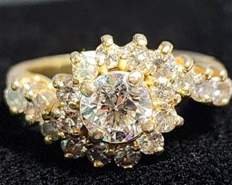 003  Lot 299h  Vintage 14k gold and natural diamond ring