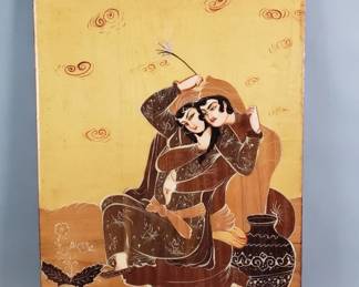 Lot 326  Gouache on wood painting after RezaYeAbbasis