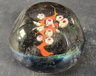 133  Lot 9  Signed Abelman art glass paperweight