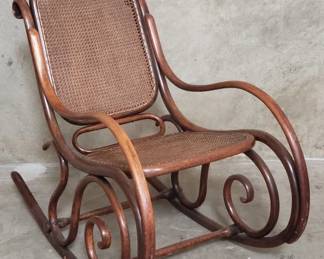 Lot 62  Micheal Thonetstyle bentwood and cane rocking