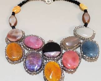 Lot 77  Semiprecious stone and crystal bead statement