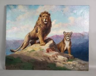 Lot 298  Signed Robert Atkinson Fox oil on canvas painting