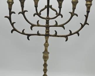 Lot 579h  Vintage sevenlight brass menorah candelabra