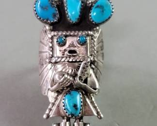 Lot 423  Vintage signed silver and turquoise Native