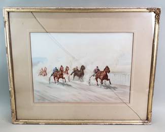 Lot 146  Fredrick Mortimer Lamb mixed media painting signed