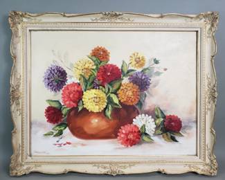 Lot 140  Marie Hunter signed oil on canvas floral still