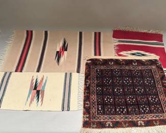 Lot 500  3 Native American blankets and one sample rug