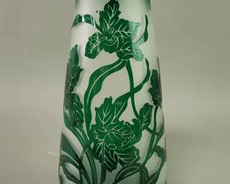 Lot 122  Vintage cameo art glass vase with carved flowers